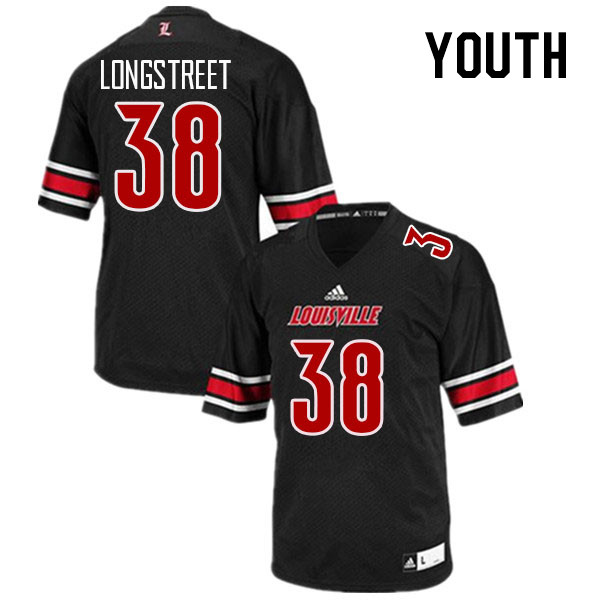 Youth #38 Kevin Longstreet Louisville Cardinals College Football Jerseys Stitched Sale-Black